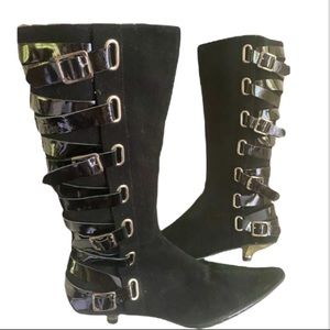 Patrizia Pancaldi Multi strap suede & Patent boots